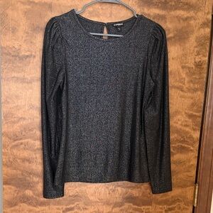 NWOT Express Shimmering Black Long Sleeve Blouse - Small